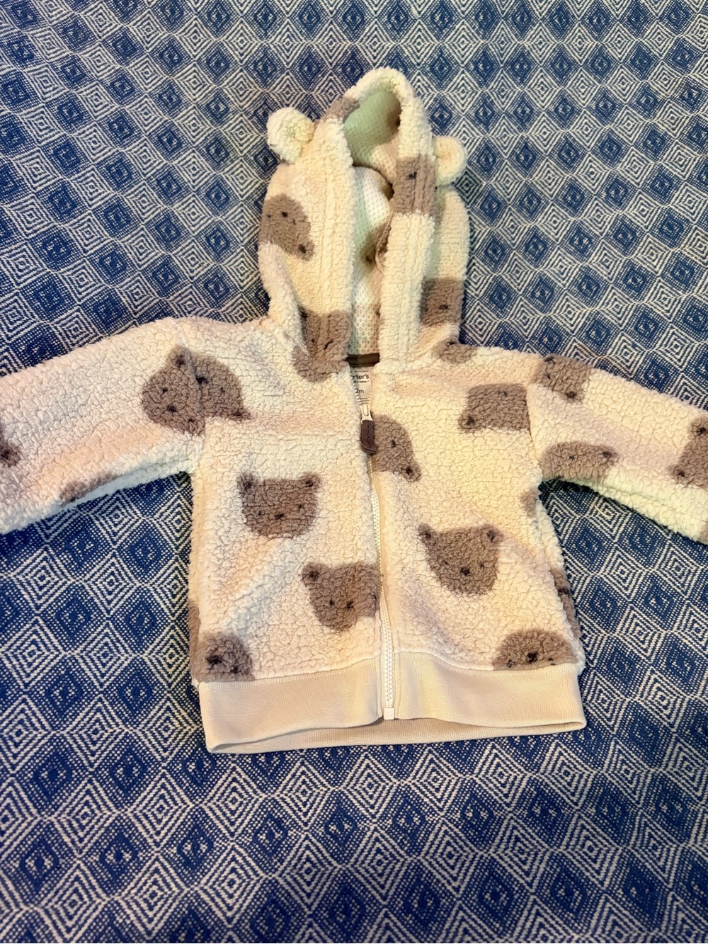Carter's Cream Sherpa Hoodie with Brown Bear Faces